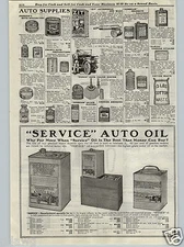 1917 PAPER AD Service Brand Motor Auto Oil Can 1 5 10 Gallon Transmition Grease