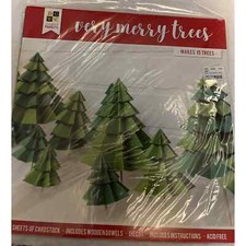DCWV Paper Projects Very Merry Trees makes 15 Trees Card Stock, Dowels Diecut