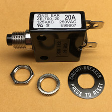NEW Zing Ear 20 Amp Push Button Thermal Circuit Breaker 12-50VDC 125-250VAC 20A