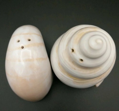 Juego de agitadores de sal y pimienta de caracol de mar arcilla arte playa tropical - Imagen 4 de 9