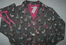 NWT PJ Salvage Silver Gray/Pink FABULOUS LLAMAS Jersey Knit Pajama Set S HEARTS