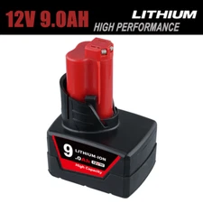 For Milwaukee for M12 12V Lithium 9.0Ah Extended Capacity Battery 48-11-2460