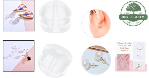 Respaldos de pendientes de silicona transparentes 12 piezas suaves reutilizables reemplazo seguro para peces... - Imagen 2 de 11