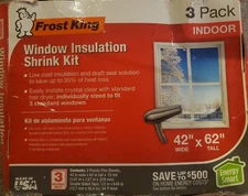 Frost King Window Insulation Shrink Kit Indoor 3 Pack 42”x62” Energy Smart. New