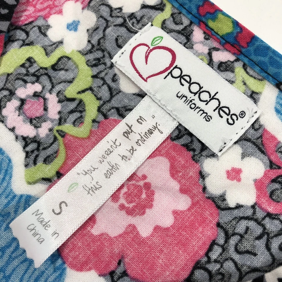 Peaches Scrub Top Printed Floral Women’s Small S - Image 3 of 3