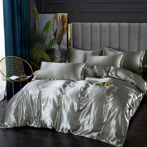 Mulberry Silk Bedding Set Duvet Cover Bed Sheet Pillowcase King Queen Full Twin - Picture 27 of 41