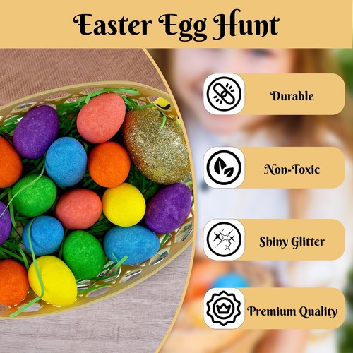 Easter Egg Craft Set Glittered Eggs & Grass Nest, Bonnet Basket Home Party Decor - Picture 37 of 101