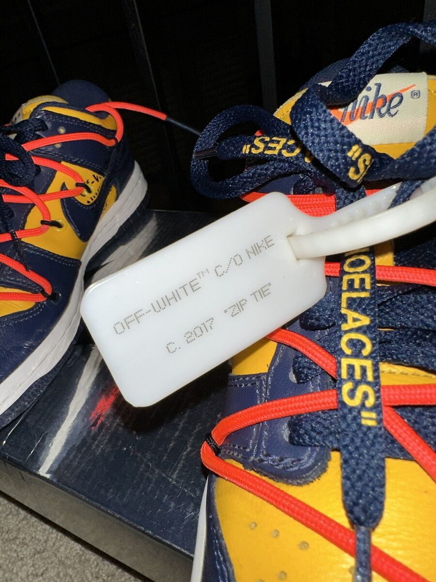 Nike Dunk Low X Off White Michigan Blue Yellow Men's Sz 4 Nike Dunk Low X Off White Michigan Blue Yellow Men's Sz 4