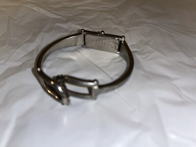 Vintage Gucci Silver Bangle Watch with Black Dial (EUC) Gucci 90s silver bangle - Gem main image 2