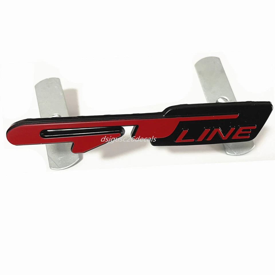 Metal GT LINE 3D Front Grille Emblem Black Red 3D Badge for K5 K3 KN - Image 2 of 3