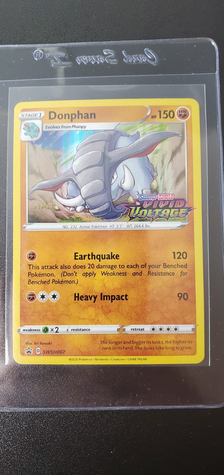 Pokemon Vivid Voltage STAFF Prerelease Donphan SWSH067 Black Star Promo NM/Mint