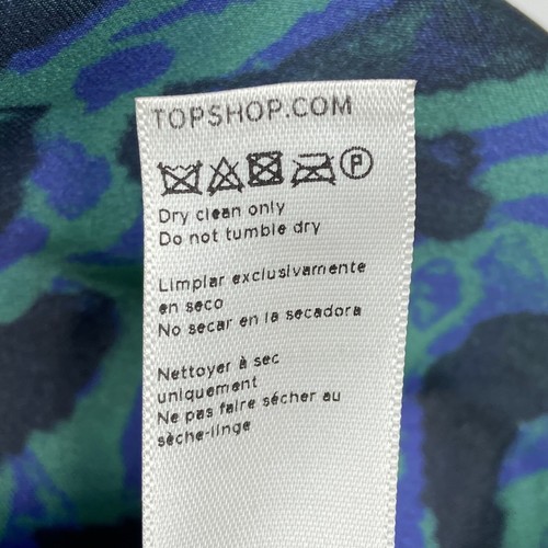 Topshop Womens Cap Sleeve Silk Fit & Flare Skater Dress Green Blue Black Sz 4 - Picture 6 of 7