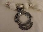 Scarf Wrap Neck Decoration White with Silver Metal Medallion and Décor NEW — photo 2