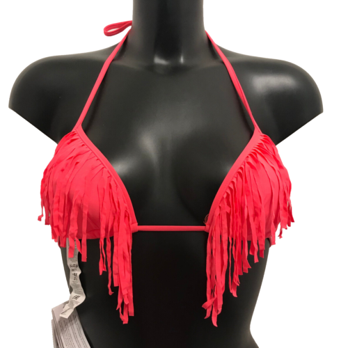 Calzedonia Neon Coral Pink Bikini Top UK 32A Triangle foam padded halterneck