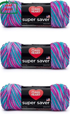 Red Heart Super Saver Bonbon Print Yarn - 3 Pack of 198G/7Oz - Acrylic - 4 Mediu