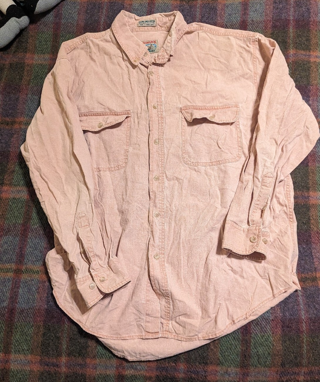 FILA VTG Adirondack By Savile Row Shirt XL Long Sleeve Button Up Island Linen Cotton