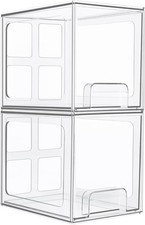 2 Pack Stackable Storage Drawers 6.6''Tall Acrylic Bathroom Makeup Organizers
