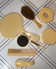 Vintage Butterscotch Art Deco Celluloid Dresser Vanity Set
