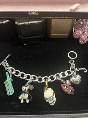 Authentic Vintage Juicy Couture Silver Tone Charm Bracelet 