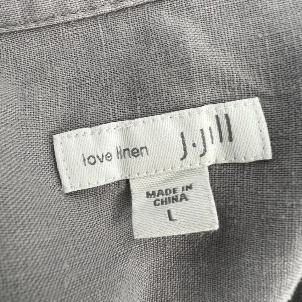 J. Jill Coastal Grandma Love Linen Shirt L Gray Minimalist Boho Coastal - Image 3 of 4