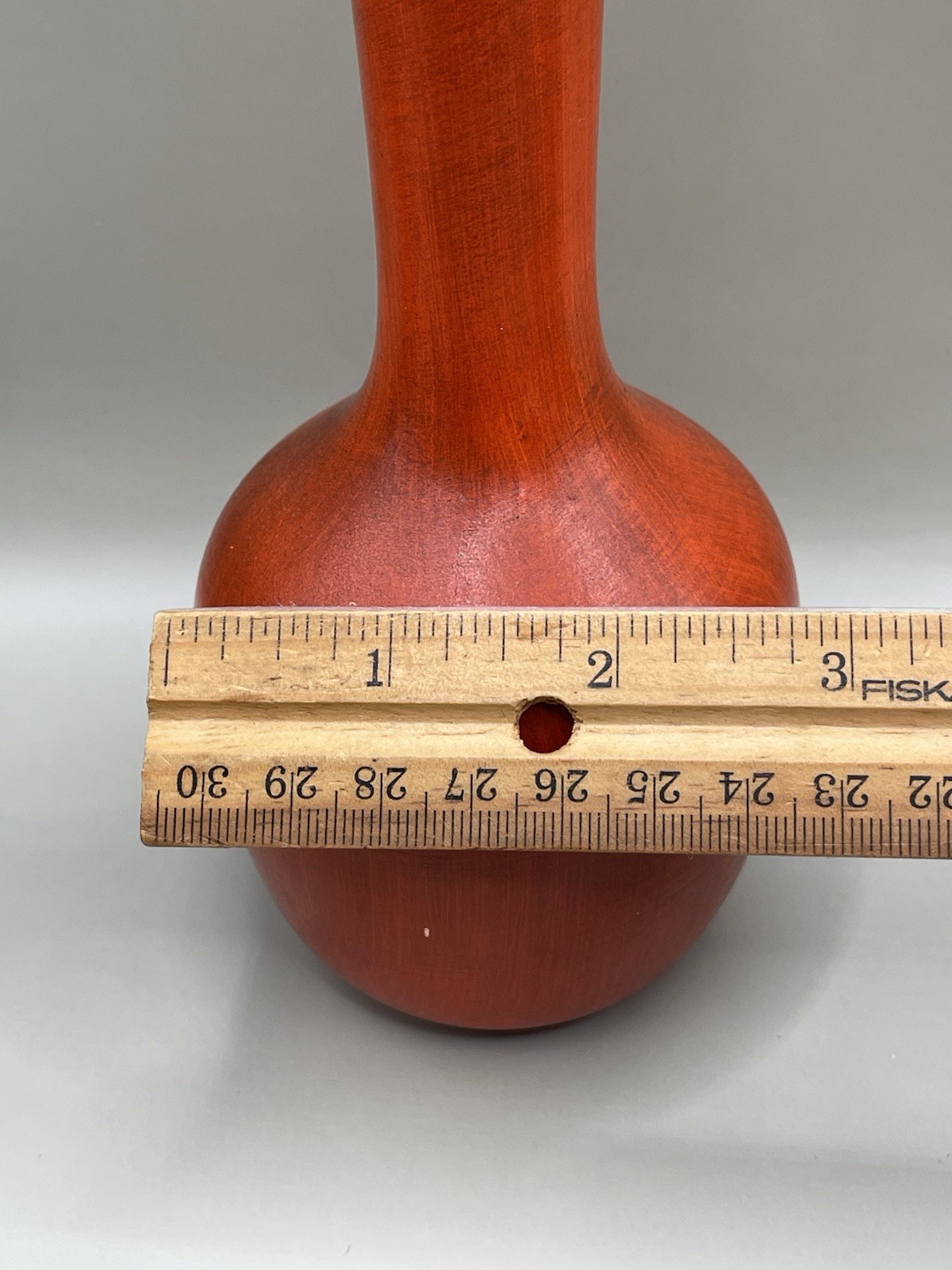 Vintage MCM Signed Royal Haeger Onion 7.5” Red Vase Long Neck READ