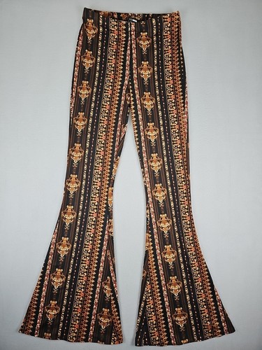 Fashion Nova Printed Soft Stretch Flare Pull-On Pants Size Small BOHO Festival