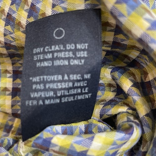 Robert Graham Mens Dress Shirt 2XL Blue Yellow Geometric Colorful Flip Cuff - Foto 9 di 24