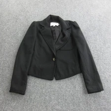 FRAME Atelier Blazer Womens XS Black Cropped Wool Blend One Button Dress Jacket