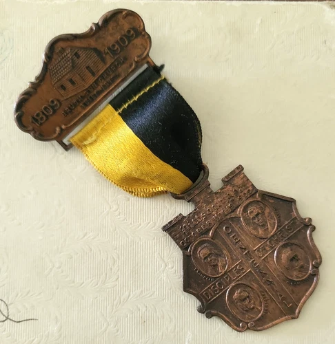 Antique 1909 Pittsburg Disciples Of Christ Centennial Medal W Original Ribbon 