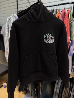 Amiri Men's Black Blue Logo Pullover Hoodie Sweater Size Medium