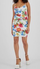 Guess Womens White Chiara Floral Twist-Front Scoop Neck Sleeveless Dress Size 12