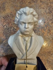 Vintage Schmid Bro S.B Porcelain White & Blue & Gold Trim BEETHOVEN Music Box