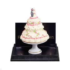 Dollhouse Miniature Wedding Cake on Porcelain Stand by Reutter Porcelain