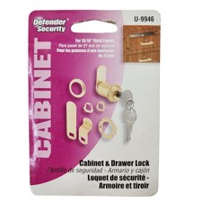 Defender Security U-9946 Cabinet and Drawer Lock Brass 1-1/8 inch Keyed Alike