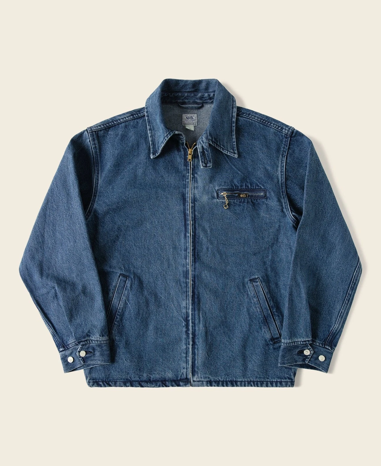 1970s Stonewashed Zip Up Denim Work Jacket Non Stock Mfg. Co. Retro (30