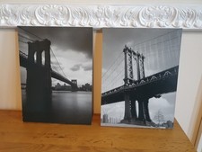 Ikea Gronby New York schwarz & weiß Wandbild auf Brettern x 2 (3)