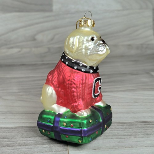 Georgia Bulldogs Hand-Blown Glass Ornament 5" UGA Dawg Retired - Picture 2 of 12
