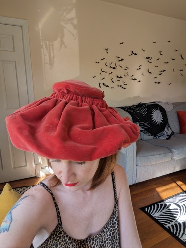 50s Rust Velveteen Gathered Plate Hat