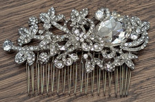 Bridal Hair Combo, Antique Style Rhinestone, Crystal, Wedding Prom Silver Tone