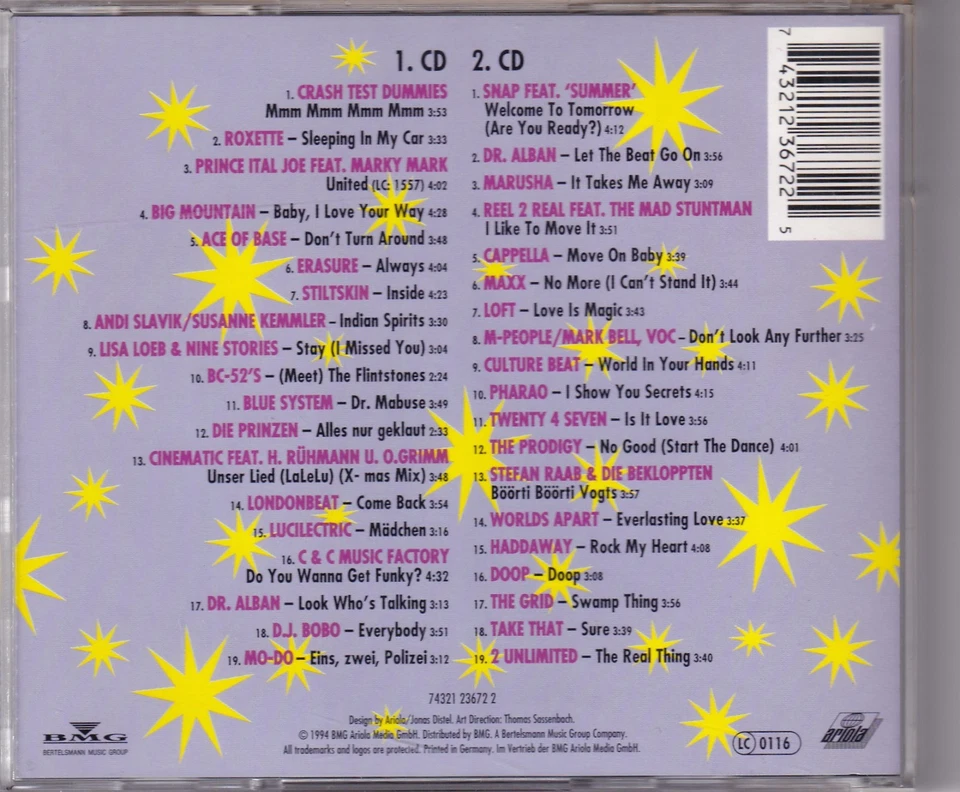 -0567- Internationale Hits 94 - Take That, Ace Of Base u.a. -Do-CD - near mint - Bild 2 von 2