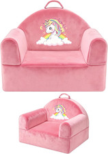 Kids Sofa Chair with Removable Washable Cover  Magic-Tape Backrest Toddler Chai