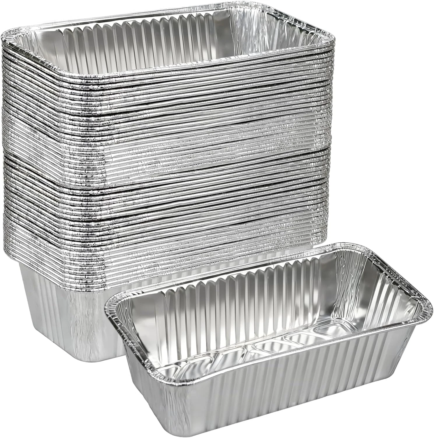 50 Pack Loaf Pans,2 LB Disposable Aluminum Foil Loaf Pans, 8.5"X4.5"X2.5" Heavy
