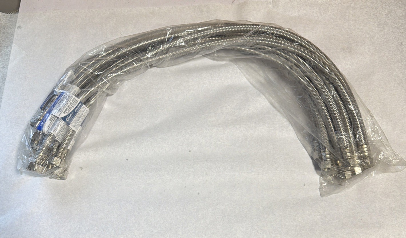 PLUMBING LOT OF 10 PCS 30" STAINLESS STEEL FAUCET SUPPLY LINES 1/2"IPS X 3/8"OD