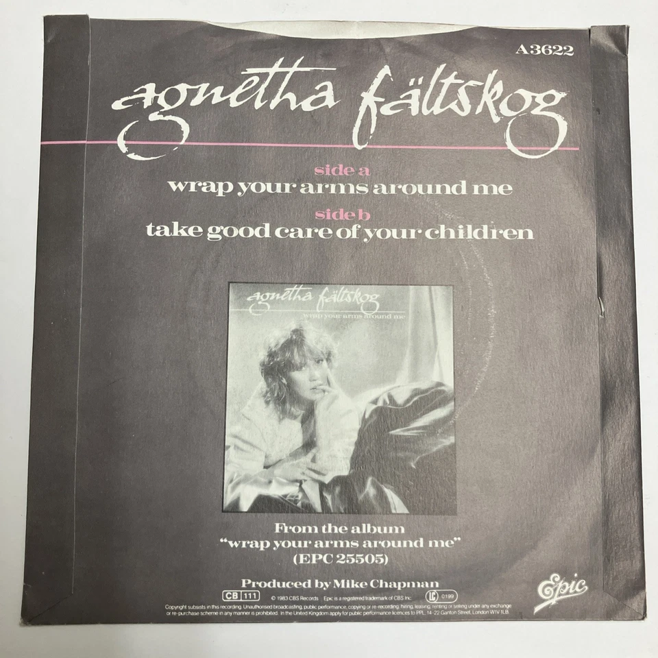 Agnetha Faltskog – Wrap Your Arms Around Me - Epic 7" Vinyl A3622 Foto 2 de 4