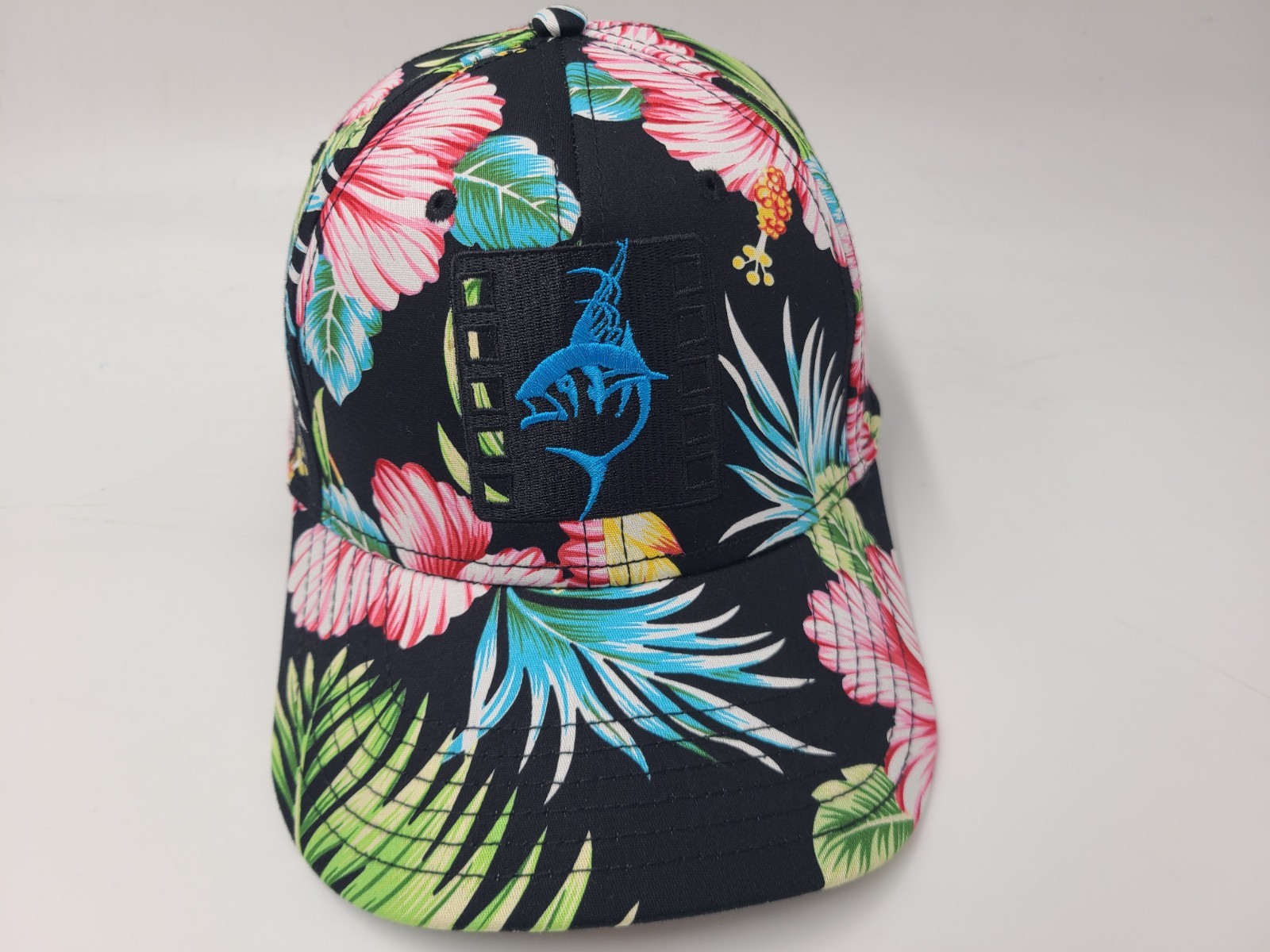 Fish Logo Floral All Over Print AOP Otto Snapback Hat Cap Beach Men Women Black