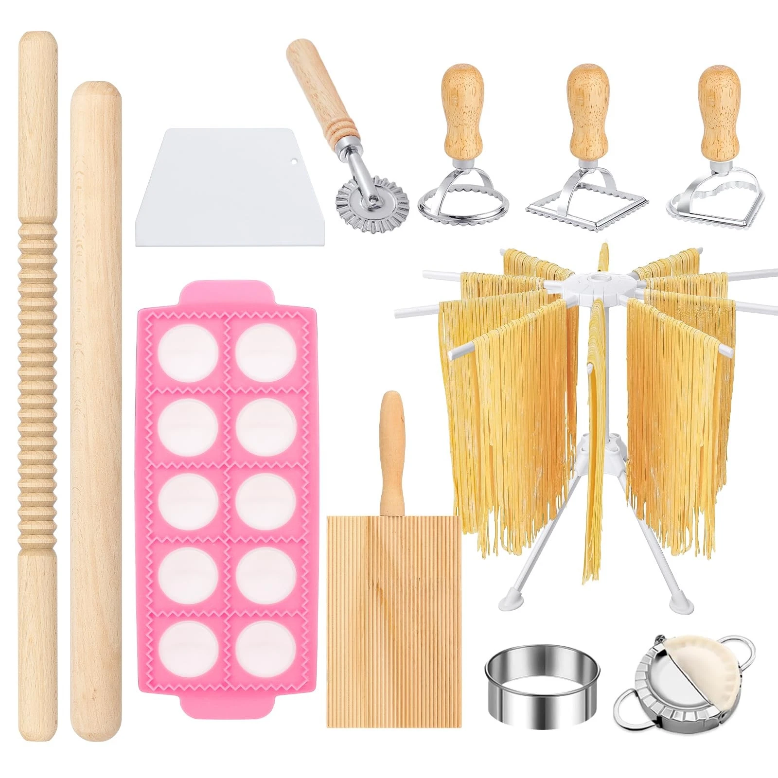 12PCS Pasta Maker Tool Set, Ravioli Mold Set, Ravioli Maker with Roller Wheel...