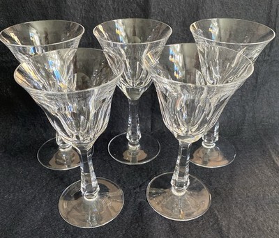 5 Moser Cromwell Lead Crystal Blade Cut Pattern Wine Glasses