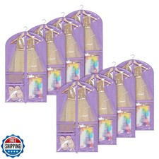 Univivi Kids Dance Costume Garment Bags, Purple, 8 Pack, 3 Pockets