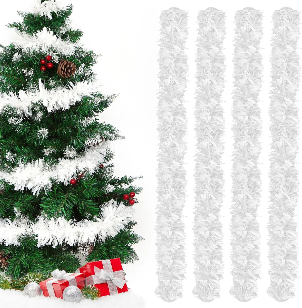 20 Stelle Di Natale Artificiali Con Brillantini, 8 Cm, Rosa, Per Albero, Ghirlande E Decorazioni Natalizie - 4