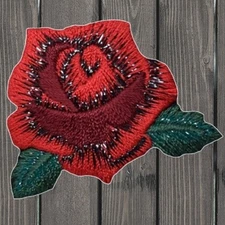 Red Rose Embroidered Patch — Iron On